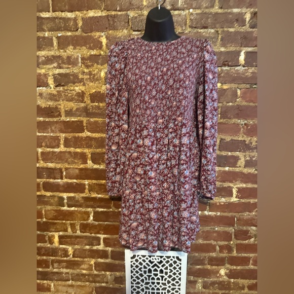 Old Navy Floral Maroon Dress Size Small - Picture 1 of 9
